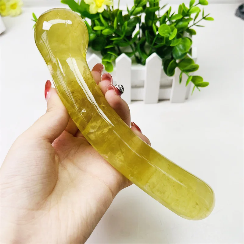 17cm Large Size Natural Citrine Crystal Yoni Massage Stick Reiki Gemstone Gift for Women Health Smooth Polished