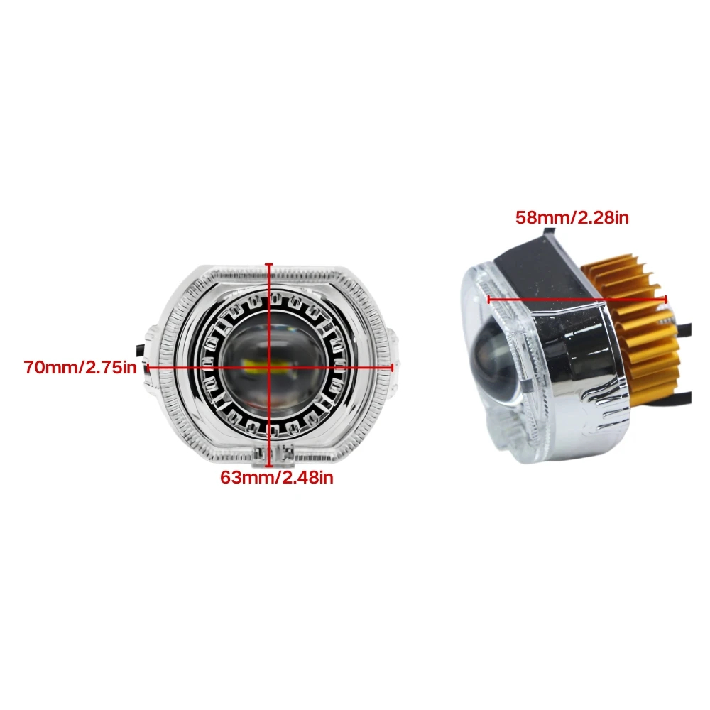 2.5" LED Motorcycle Headlight Projector Lens Dual Halo Angel Demon Eye Hi/Lo Beam Spotlight for Car E-Bike Waterproof view 6