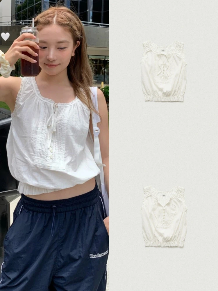 

Sweet Sle Pleated Belted Svel irt Women Summer Casual Vest Dongda Gate Eight Milk Home Loose Fit Casual Sle