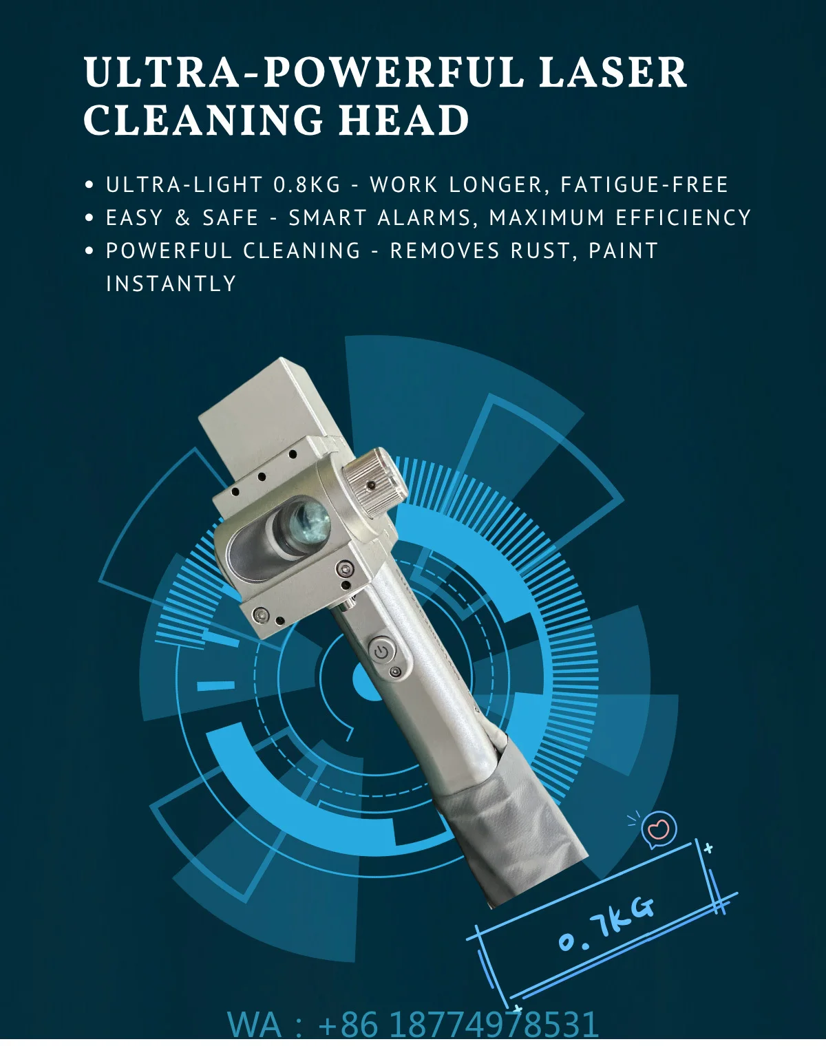 1500W/3000W Hand Cleaning Machine Fiber for Rust Paint Removal on Metal & Stainless Steel New Condition Portable