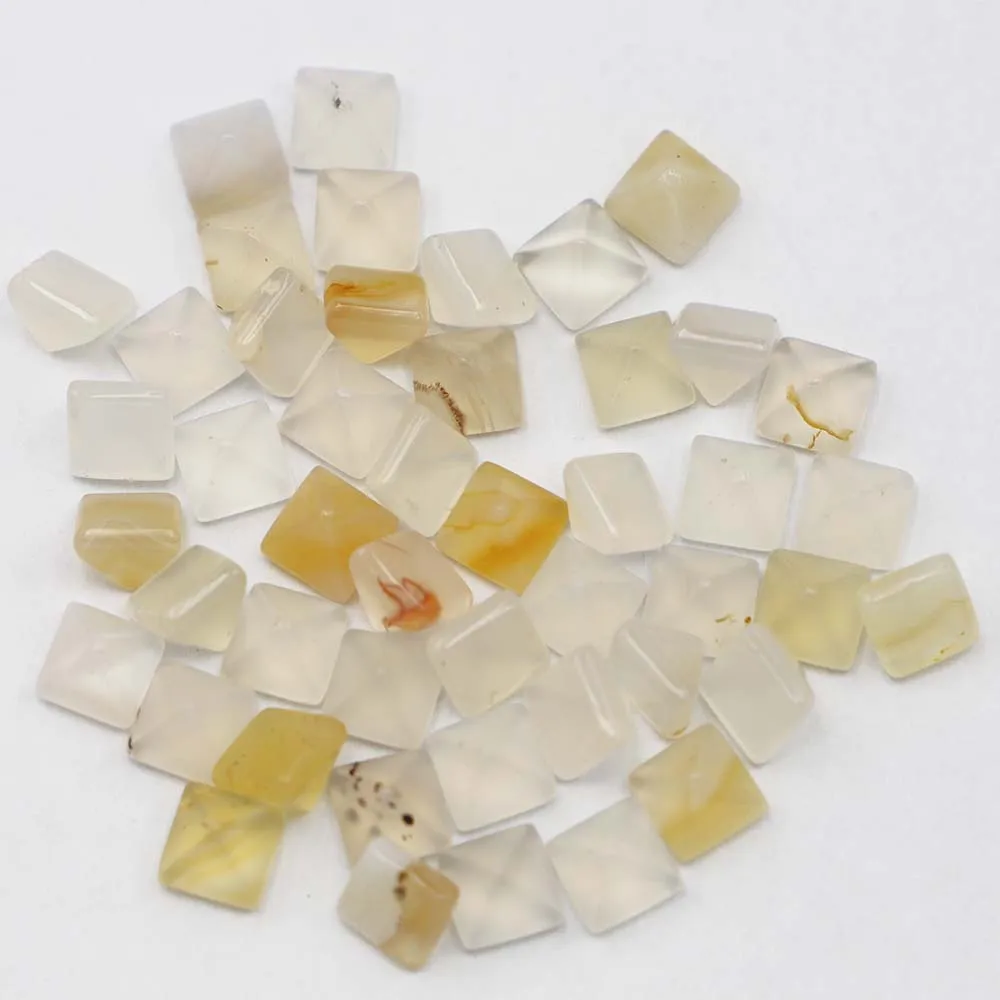 8x8mm Natural Stone White Agate Pyramid Shape CAB Cabochon Cute Beads Jewelry&Clothes Accessories Wholesale 50Pcs Free Shipping