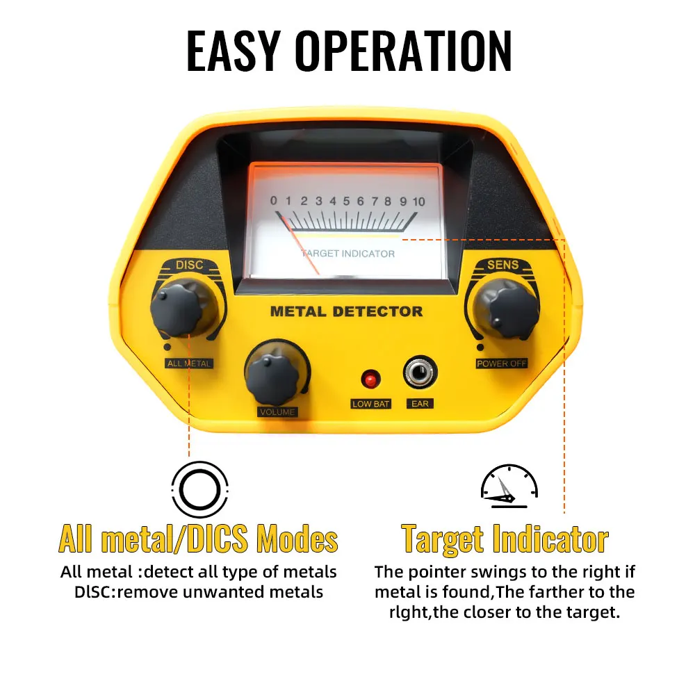 MD5090 Underground Gold Metal Detector Finder Objects Buried Search Treasure Hunting Material Check Equipment