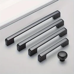 1pc Aluminum Alloy Black Cabinet Handles, American Style Solid Kitchen Cupboard Pulls, Drawer Knobs, Furniture Hardware