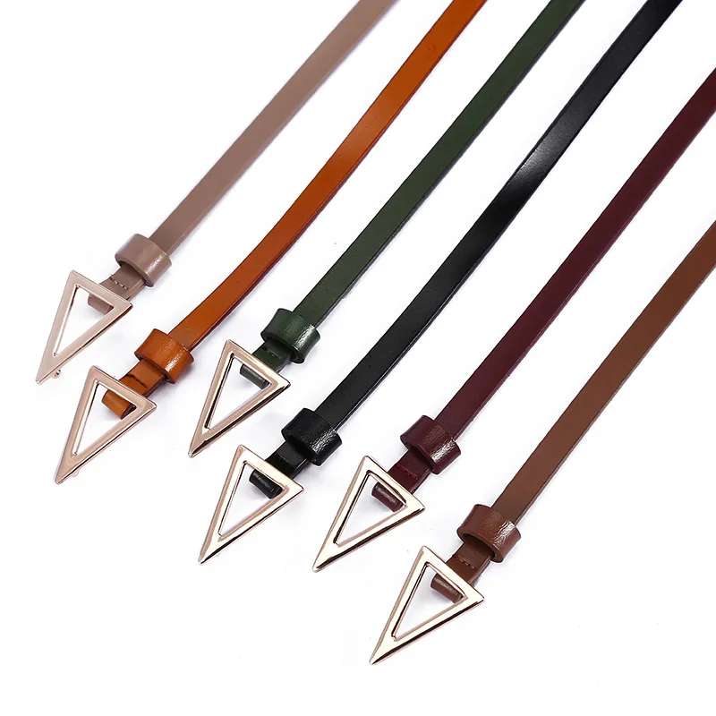 

Genuine Leather Fashionable Triangular ThinWaistband for Women's Korean VersionWaist Cover Dress Decoration Instagram Style Belt