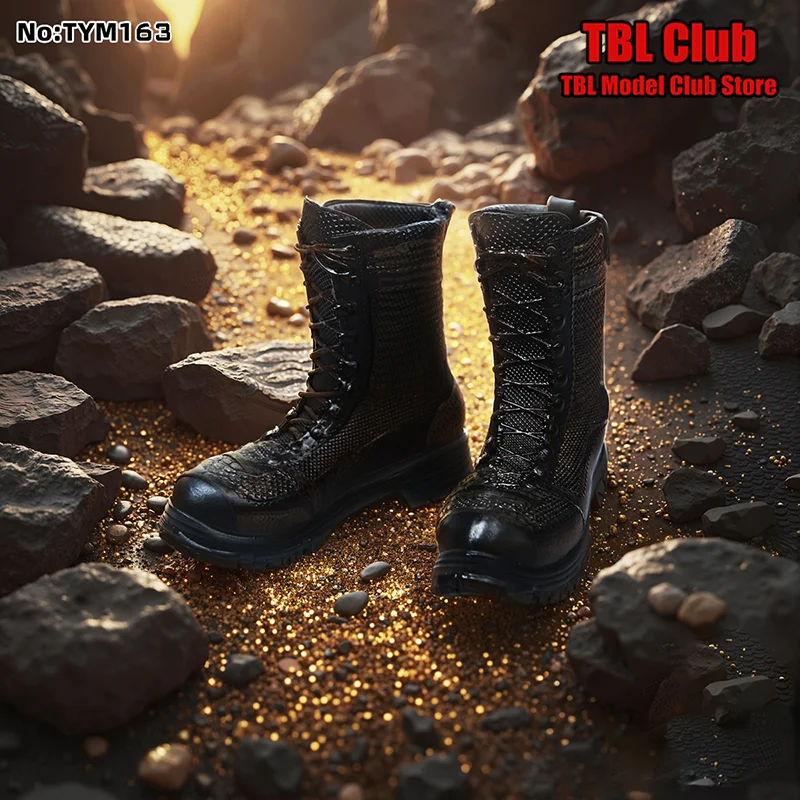 

1/6 Scale Male Functionality Military Combat Shoes Black Mid-Calf Boots For 12-inch Soldier Action Figure Model Number TYM163