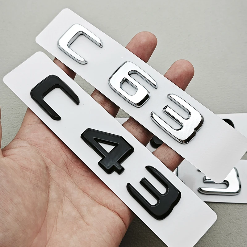3D ABS Car Logo C43 C63 Emblem for W203 W204 W205 C 43 63 Car Rear Trunk Badge Letters Sticker Accessories view 6