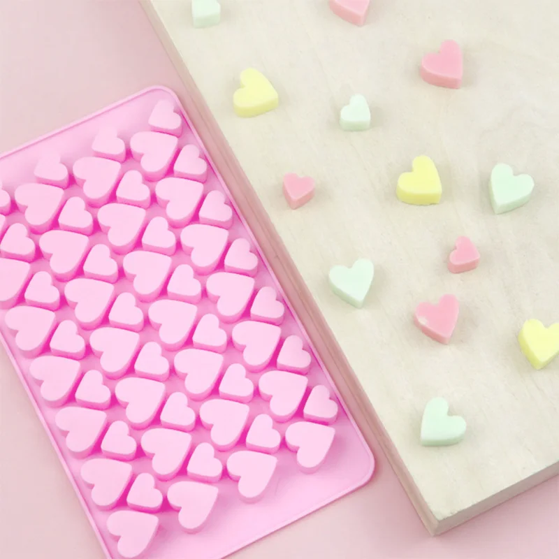 56 Hole Heart Silicone Chocolate Mold Two Style Love Shape Fudge Candy Jelly Biscuit Baking Mould Ice Cube Tray Party Snack Gift