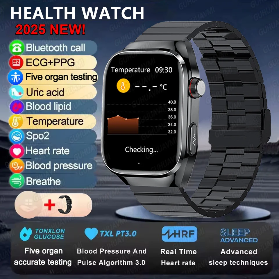 2025 New Smart Watch 2.04-inch AMOLED Screen Bluetooth Call IP68 Waterproof 650mA Sports Smartwatches Men Android Military-Grade