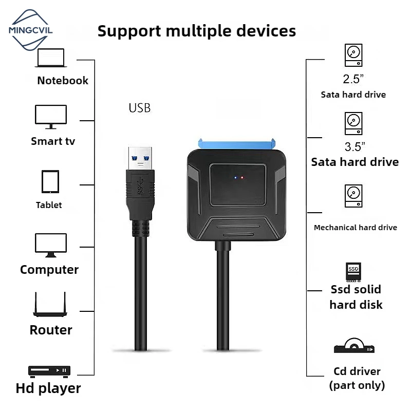 MINGCVIL USB 3.0 إلى Sata محول القرص الصلب محول كابل USB3.0 القرص الصلب محول كابل 2.5 3.5 HDD SSD محول