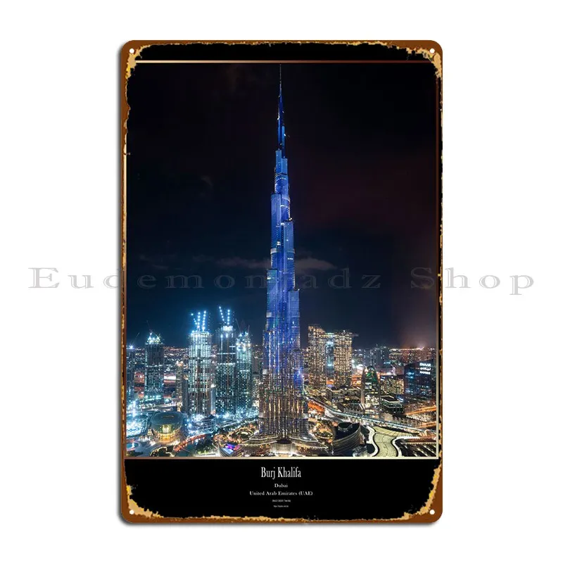 Burj Khalifa Dubai Metal Sign Plates Pub Pub Print Kitchen Tin Sign Poster