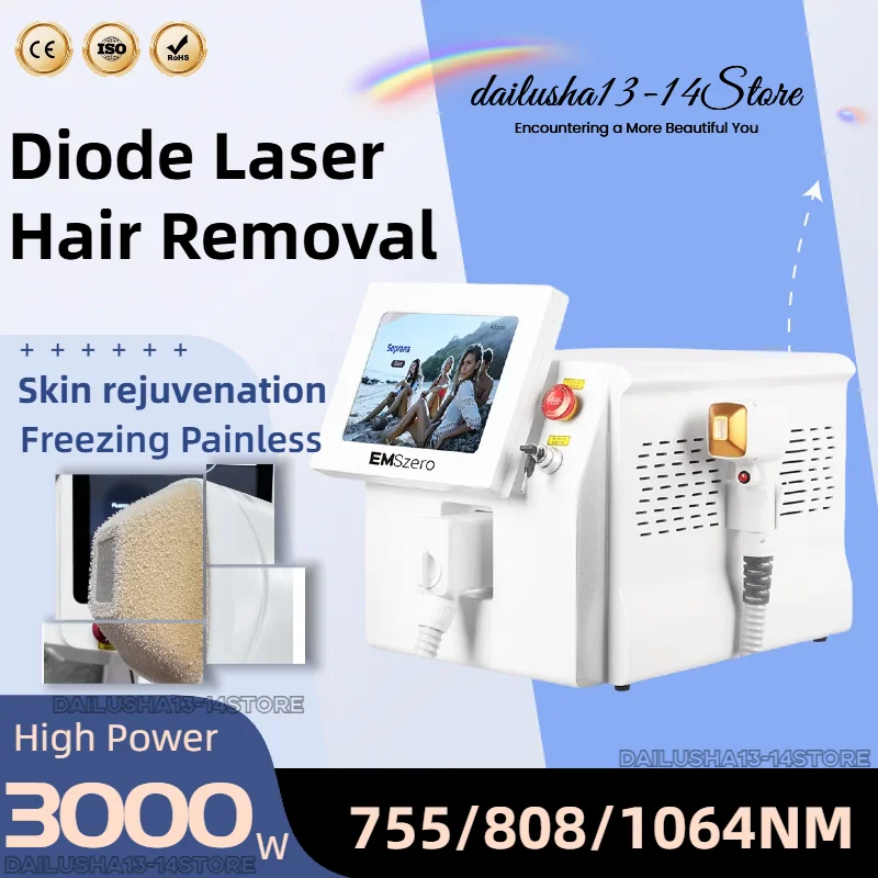 Portable 808nm Diode Laser Hair Removal Machine Ice Titanium Device 755 808 1064nm 3 wavelengths Hair Removal Machine