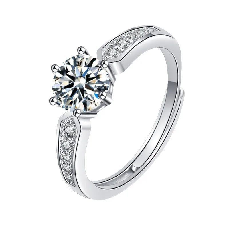 

BR 1CT Moissanite Ring Adjustable Fashion Single Row Arrow Design D VVS1 Exquisite Moissanite Jewelry Perfect Gift