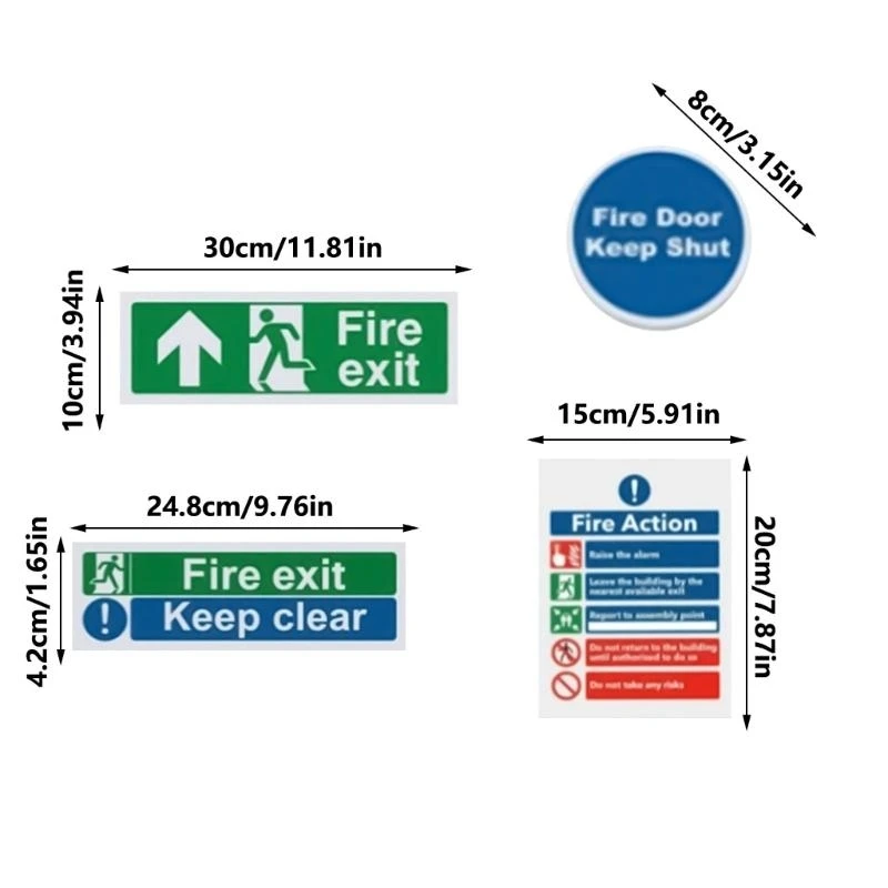 N2UB Weatherproof Exits Signs Sticker RIGHT LEFT UP DOWN Safety Signs Emergency Escape Signage Notice Sign