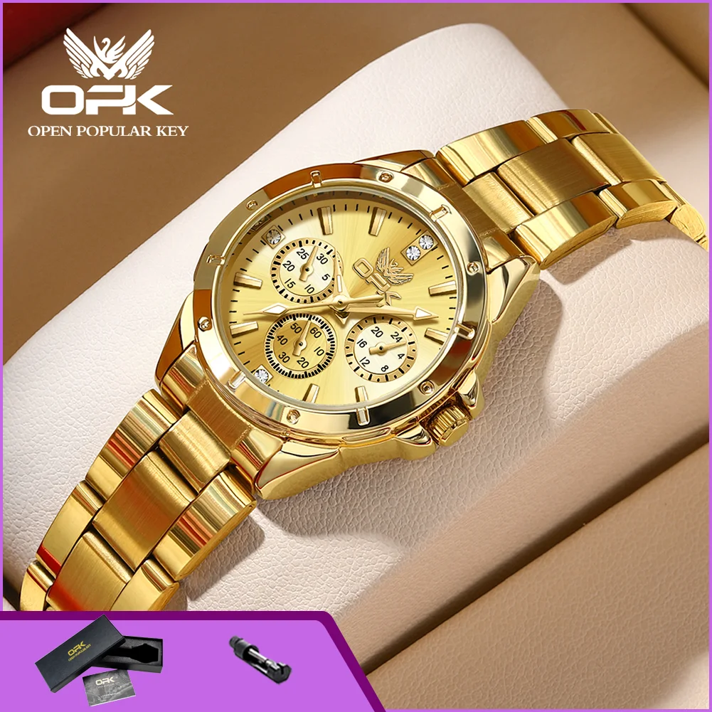 OPK 6001 Luxury Women's Quartz Wristwatch Chronograph Business Luminous Waterproof Fashion Elegant Watches for Lady
