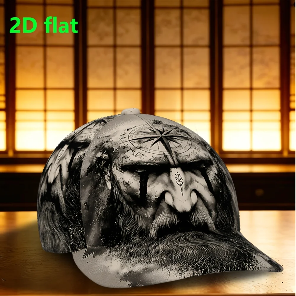 Customization 1pc Viking Compass Warrior Cap Lightweight & Versatile Unisex Baseball Cap - Outdoor Sunshade, Breathable Adjustab