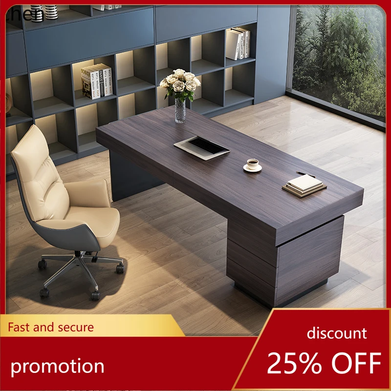 

HT solid wood desk light luxury simple living room high-end study computer table Italian minimalist desk