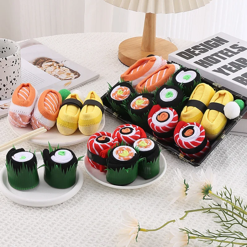 

3/4/5 Pairs of Sushi Pizza Burger Socks Gift Box, Christmas Socks Gift Box, Birthday Gift Box, Holiday Creative Gift Box