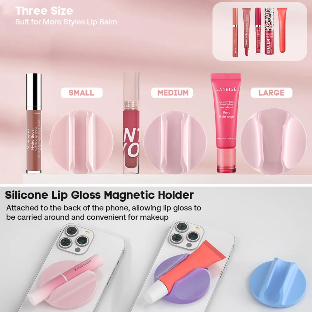 Universal 3PCS Silicone Magnetic Lip Holder for Cell Phone 1PCS 2PCS For Magsafe Lipstick Lip Glaze For iPhone and Android Phone