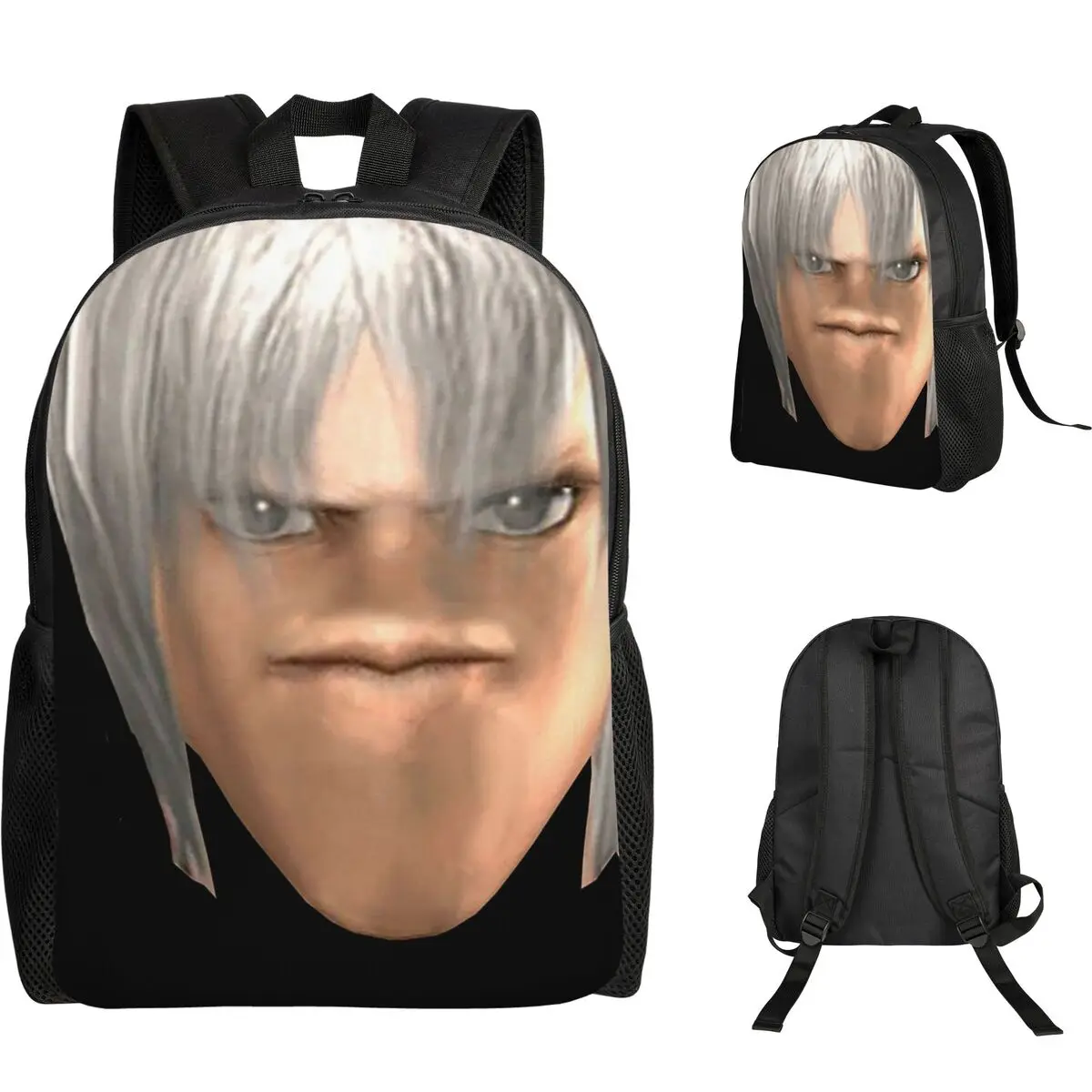 Blursed Dante - Devil May Cry Ugly Funny Face Meme Backpack Student Boys Girls BookBag School Bag Computer Shoulder Bags