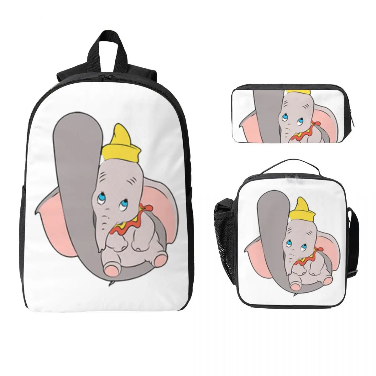 

Рюкзак Dumbo, студенческая сумка для книг для мальчиков и девочек, школьная сумка, сумки на плечо для ноутбука, 3 шт., изолированная сумка для обеда, пенал