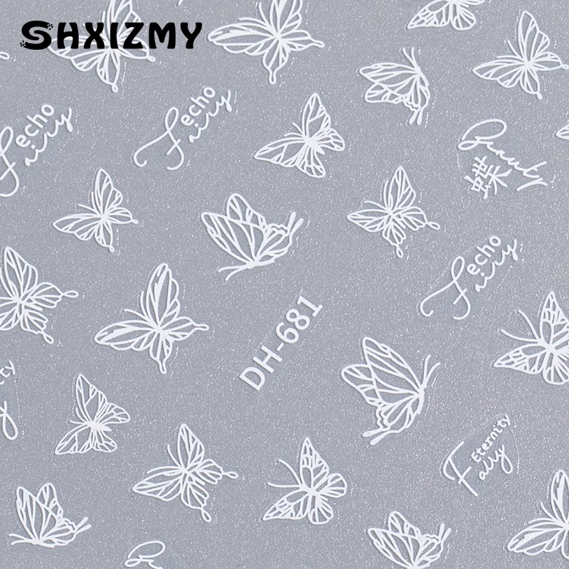 Fresh Butterfly Nail Stickers Japanese Super Immortal Black And White Butterflies Dance Gracefully Wear Nail Stickers