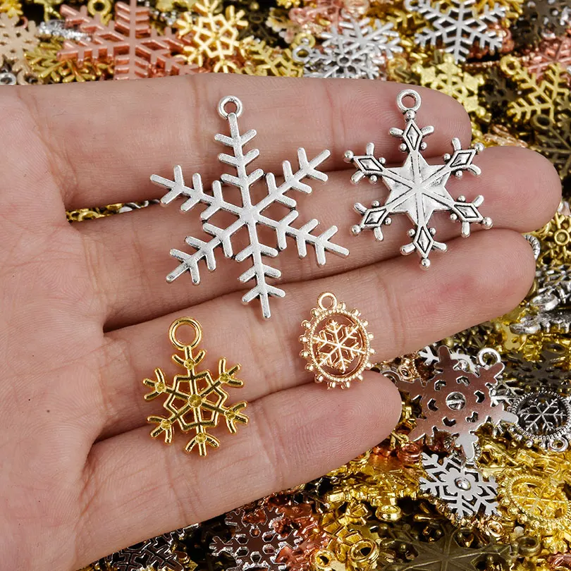 Retro 20/40/60/80/100pcs/lot Alloy Snowflakes Pendants Charms Accessories DIY Jewelry Making Necklace Earrings Crafts Wholesale