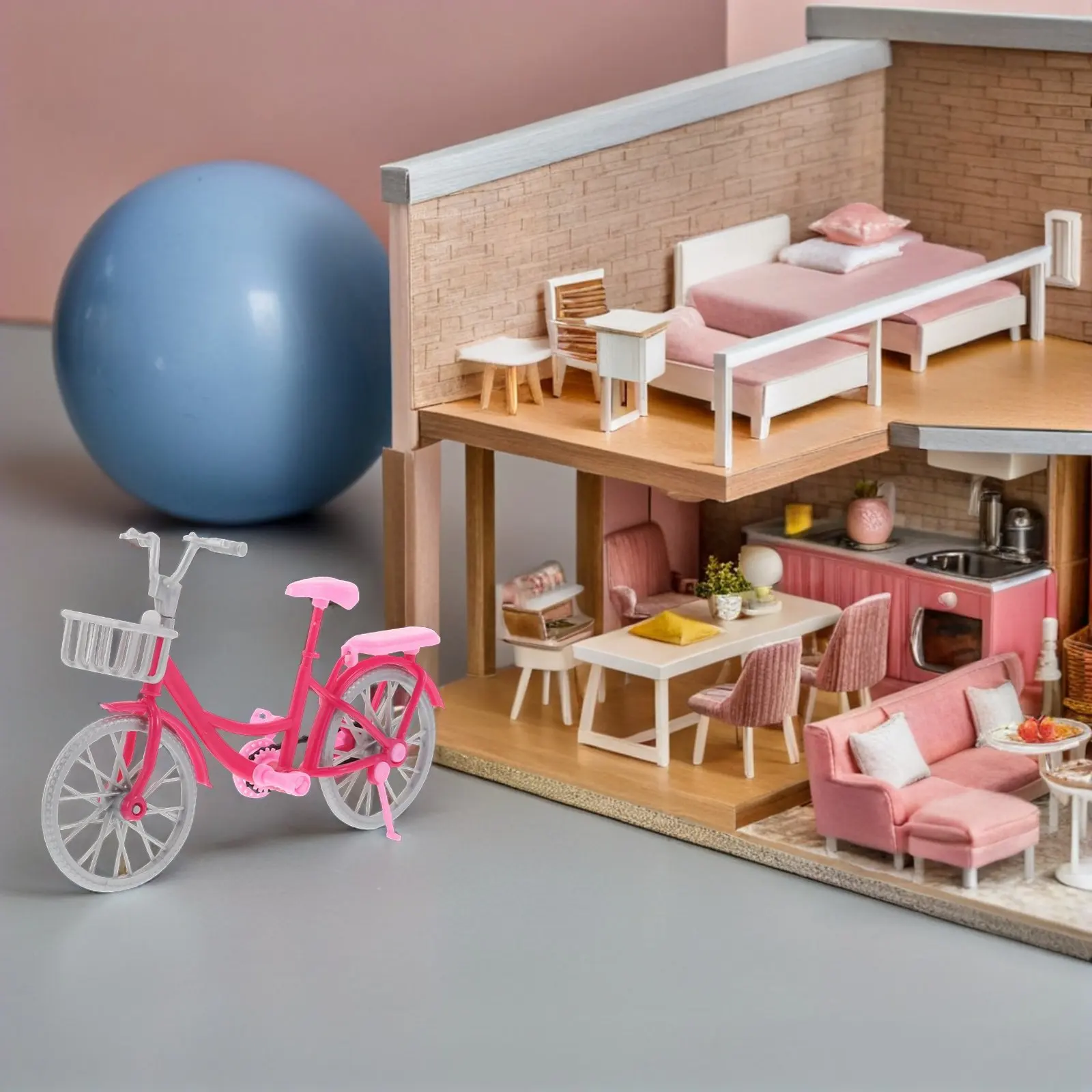 

6Pcs Miniature Pink Bicycle Creative Lightweight Moveable Joint Kids Pretend Play Dollhouse Decor Mini Cycling Simulation Bike