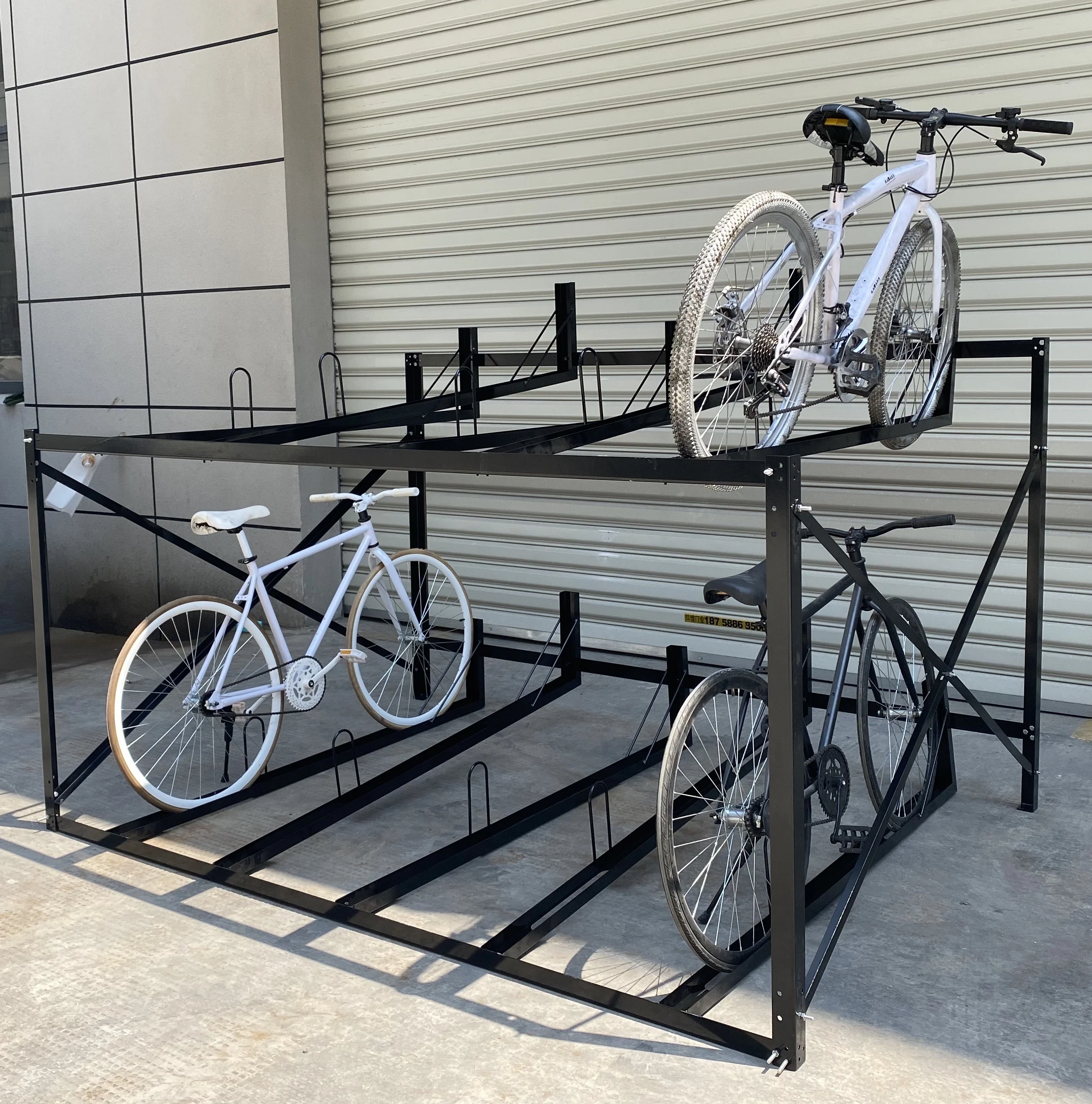 Double Height Manual Multiple Octo High Density Indoor 10 Double Stack Bike Storage Racks