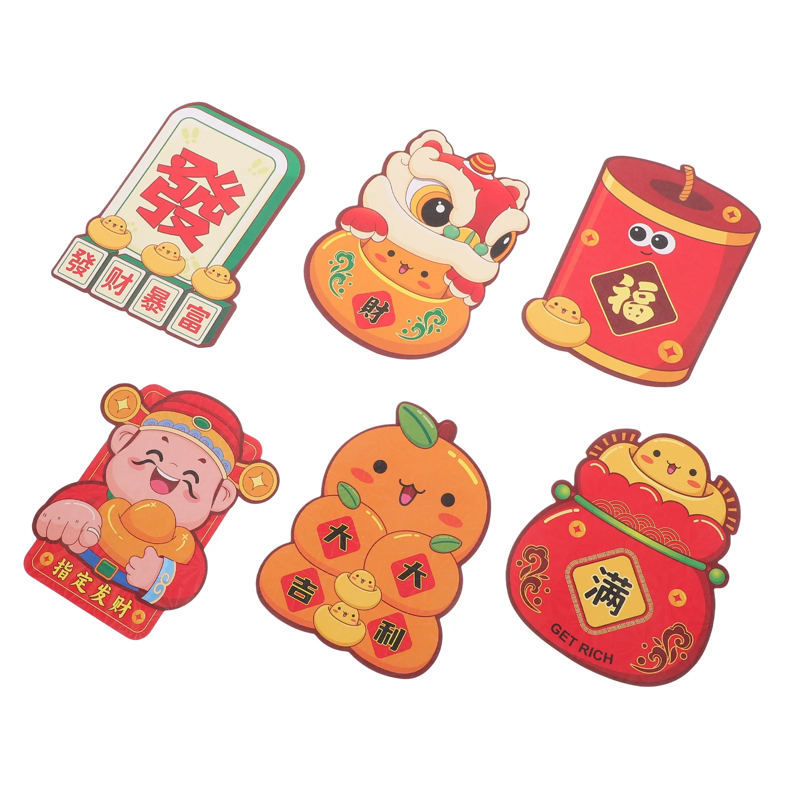 6Pcs Year of The Snake Red Envelope Cartoon Design 3D Holographic Lucky Money Pocket Chinese New Year Lunar Festival