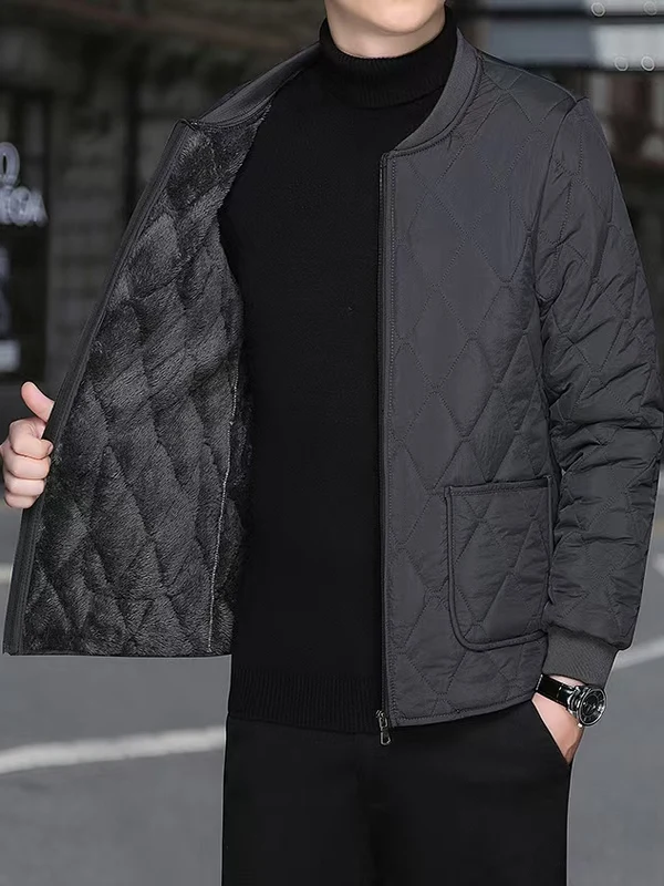 

Men's Thiened Fce Lined Cotton Jaet Winter Warm Coat Large Size Inner Wear Casual Busin Sle Zipper Closure Long S...