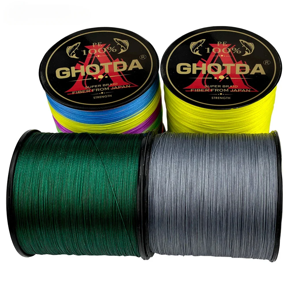 GHOTDA X12 PE Smooth Braided Fishing Line Pesca Multifilament Carp Fly Wire Extreme Strong Saltwater Cord 100/300/500M 25-120LB