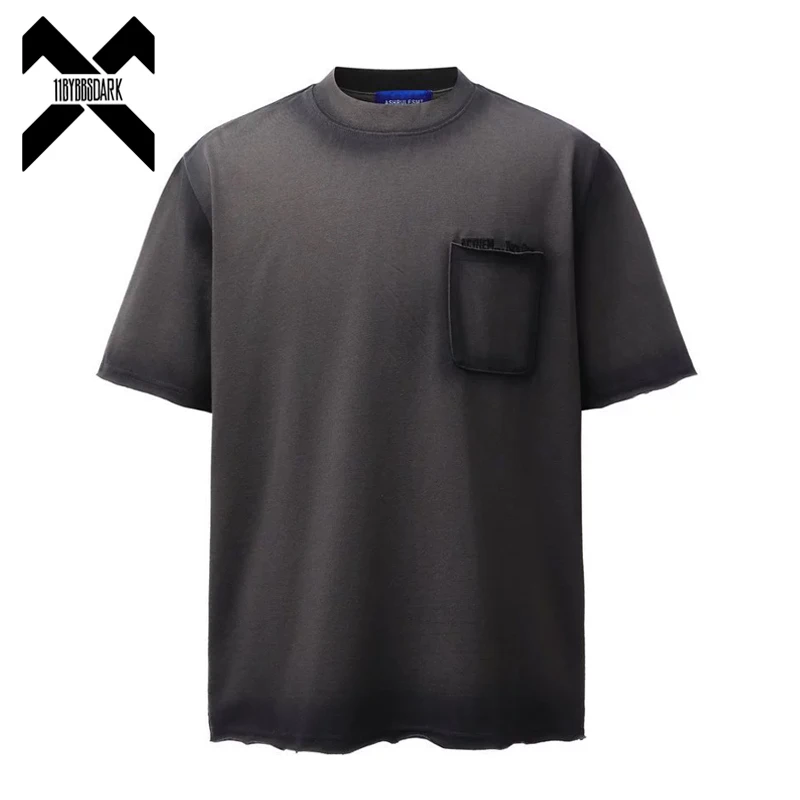 

Винтажная футболка с коротким рукавом для мужчин, свободного кроя, с эффектом потертости, в стиле High Street, ретро, хип-хоп, уличная одежда