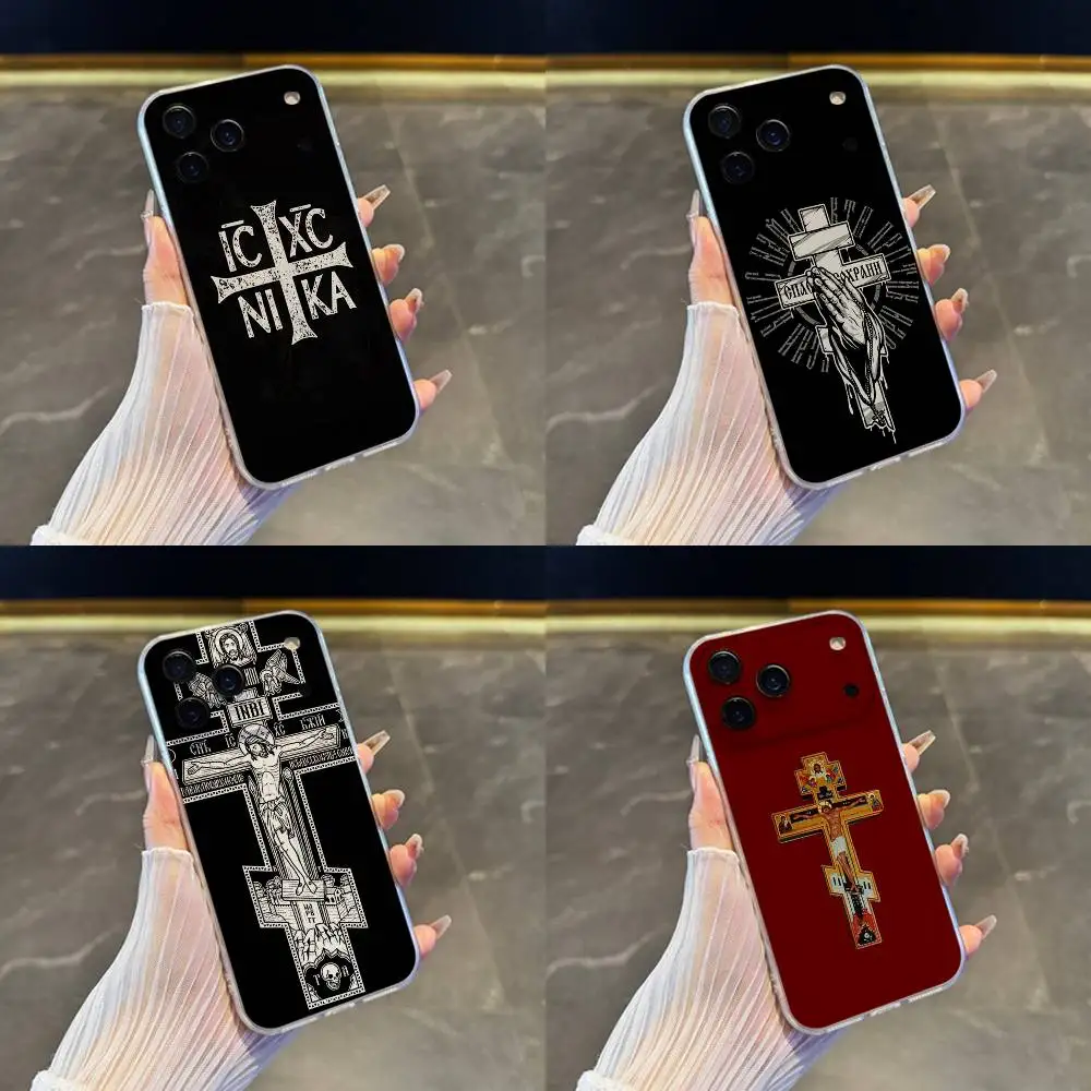

Orthodox Cross Icon Phone Case For iPhone 17,16,15,14,13,12,11 Pro,Max,Plus,X,XS,XR,SE4,E Mini Transparent Soft Cover