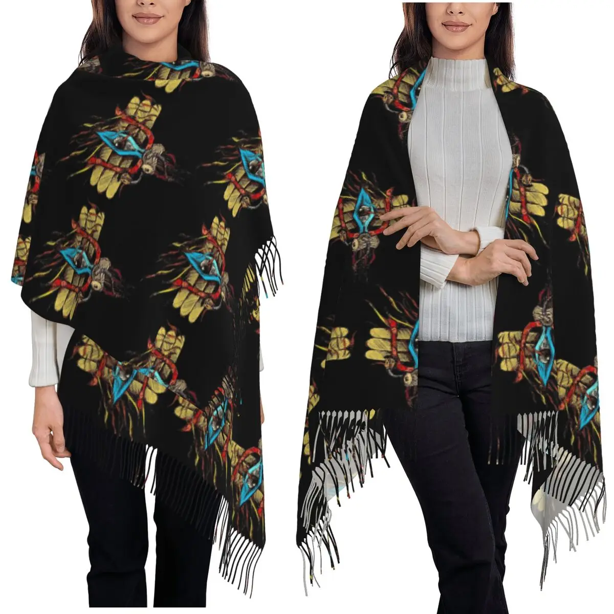 

Divine Trishul And Damru Lord Shiva Scarf Tassel Scarves for Women Soft Warm Shawls and Wraps Long Fall Winter Shawl Wrap