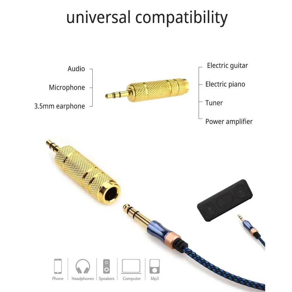 1/2 Pair 3.5mm Male to 6.35mm Female Adapter,Pure Copper 6.35mm Male to Female Connector For Microphone Amplifier Audio Headset