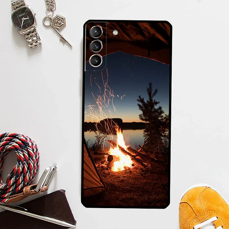 Camping Nature Mountain Cover For Samsung Galaxy S23 Ultra S8 S9 S10 S22 Plus S20 S21 FE Note 10 20 S24 Ultra Case