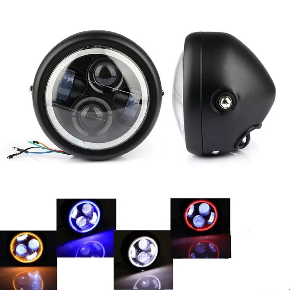 

Светодиодная мотоциклетная лампа для фар, 6,5 дюйма, для Honda Yamaha Harley Sportster Cafe Racer Bobber, аксессуары, фары белого цвета DRL