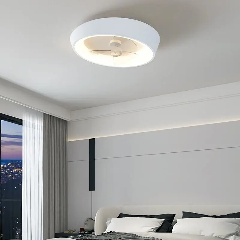 Modern minimalist bedroom fan ceiling lamp white restaurant lamp smart creative home Nordic personality room fan lamp 110V 220V