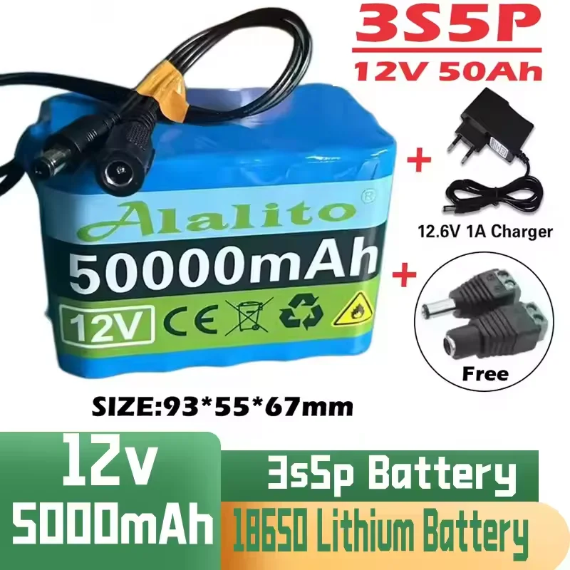 Langlebiger, leistungsstarker 3S2P-3S5P 12V 50Ah 18650 Lithium-Ionen-Akku mit BMS-Lithium-Akku-Schutzplatine.