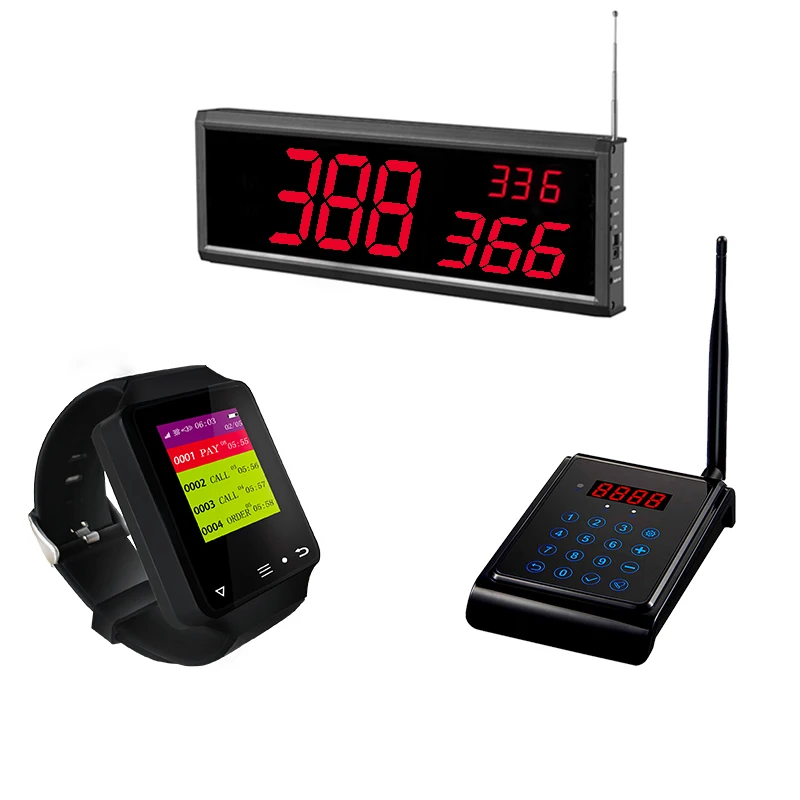 Wireless kitchen call waiter servent calling system with waterproof watch receiver restaurant equipment