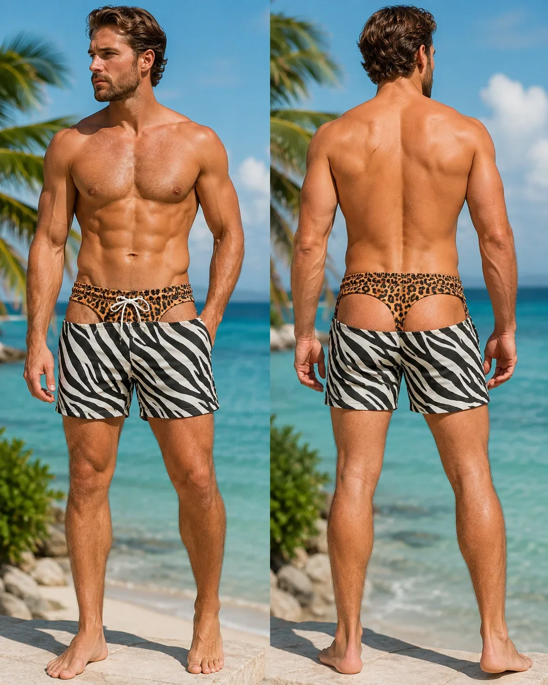 Novelty Men Prank Swim Trunks Fake Bikini Design Watermelon Seed Printed Board Shorts Summer Beach Pool Party Holiday Wear