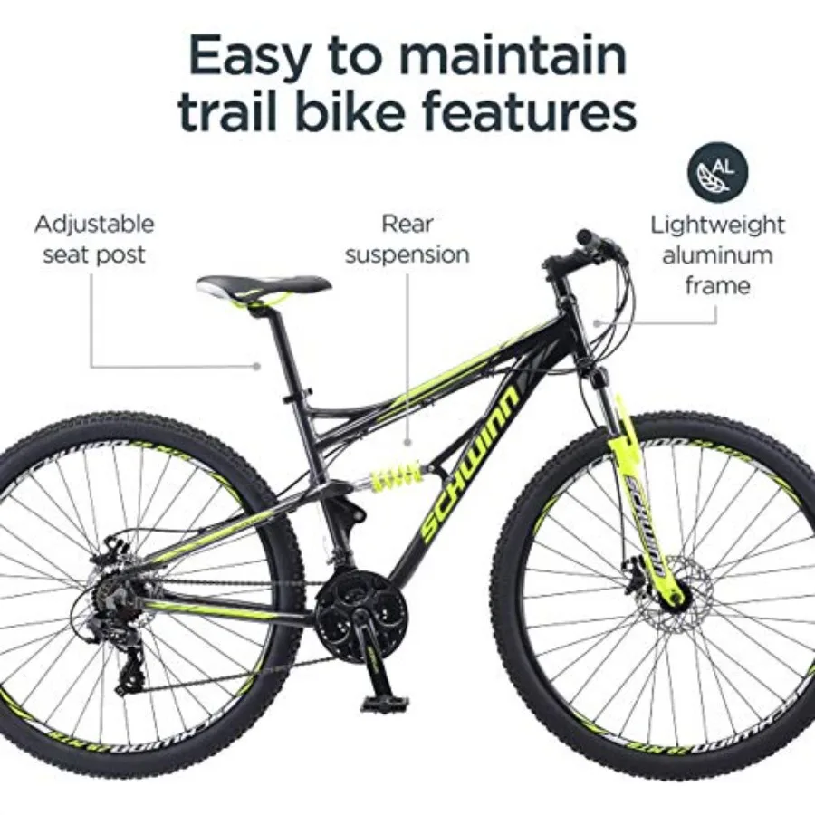 Traxion Mountain Bike for Adult Men Women with 29-Inch Wheels Full Suspension System for Enhanced Terrain Performance 24-Speed