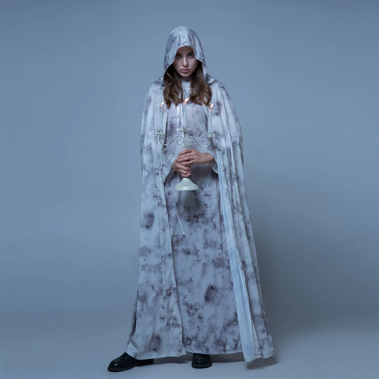 2023 New Product Halloween Costume White Cloak Long Sleeve Dress Ghost Ghost Bride Movie Role Playing Dress