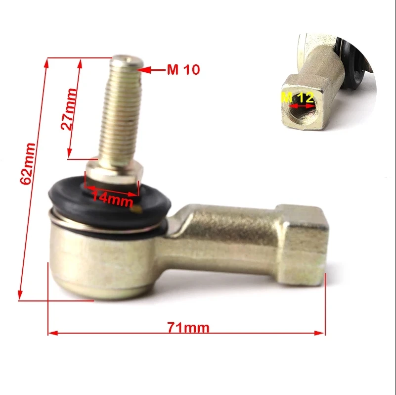 

1 Pair M10-M12 Tie Rod Ends Kit Ball Joints Fit For Quad ATV Adly Her Chee Rs 50 LC Honda Quad TRX 250R 300X 400EX 450ER Brute