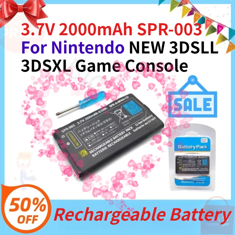 

3.7V 2000mAh SPR-003 Rechargeable Lithium Battery for Nintendo NEW 3DSLL 3DSXL Game Console with Screwdriver Tool High-Quality