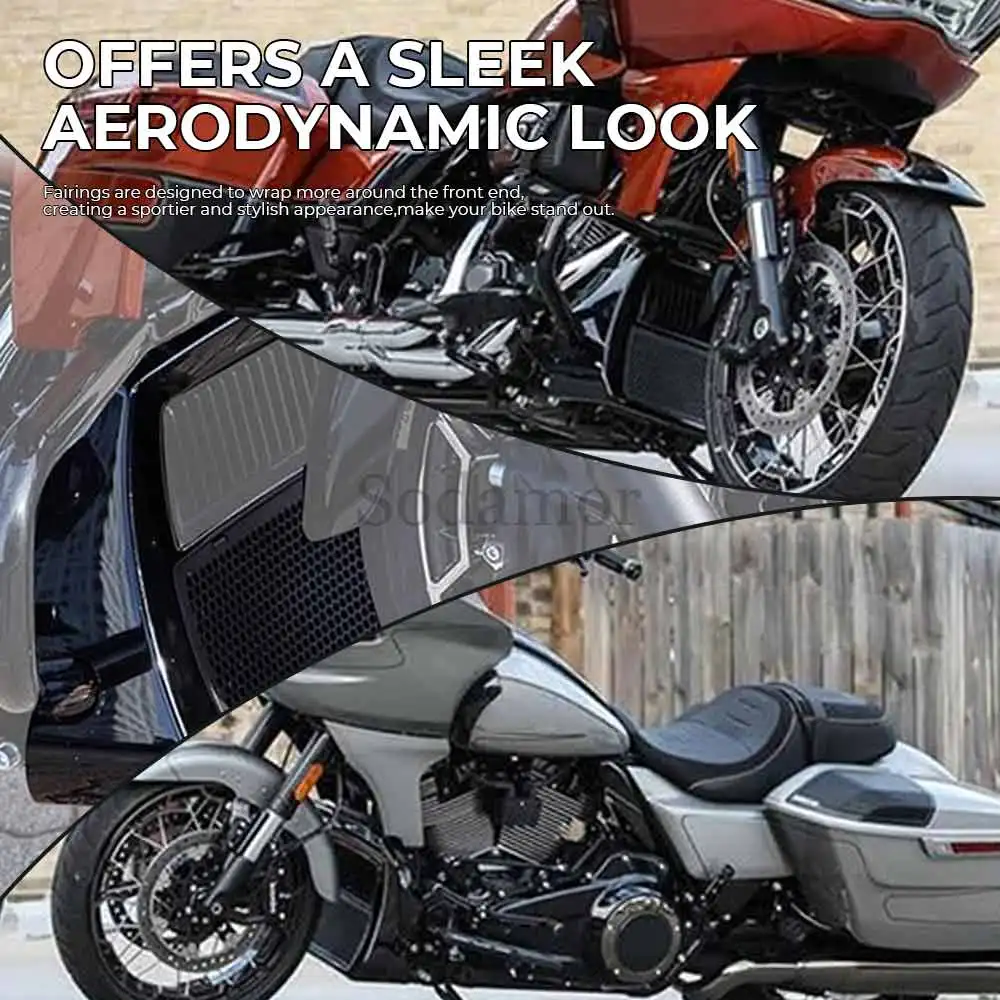 الجبهة هدية المفسدين السفلي المبرد غطاء الذقن ل هارلي الطريق شارع الإنزلاق CVO FLHXSE FLTRXSE FLTRX 2023-2025 دراجة نارية #4
