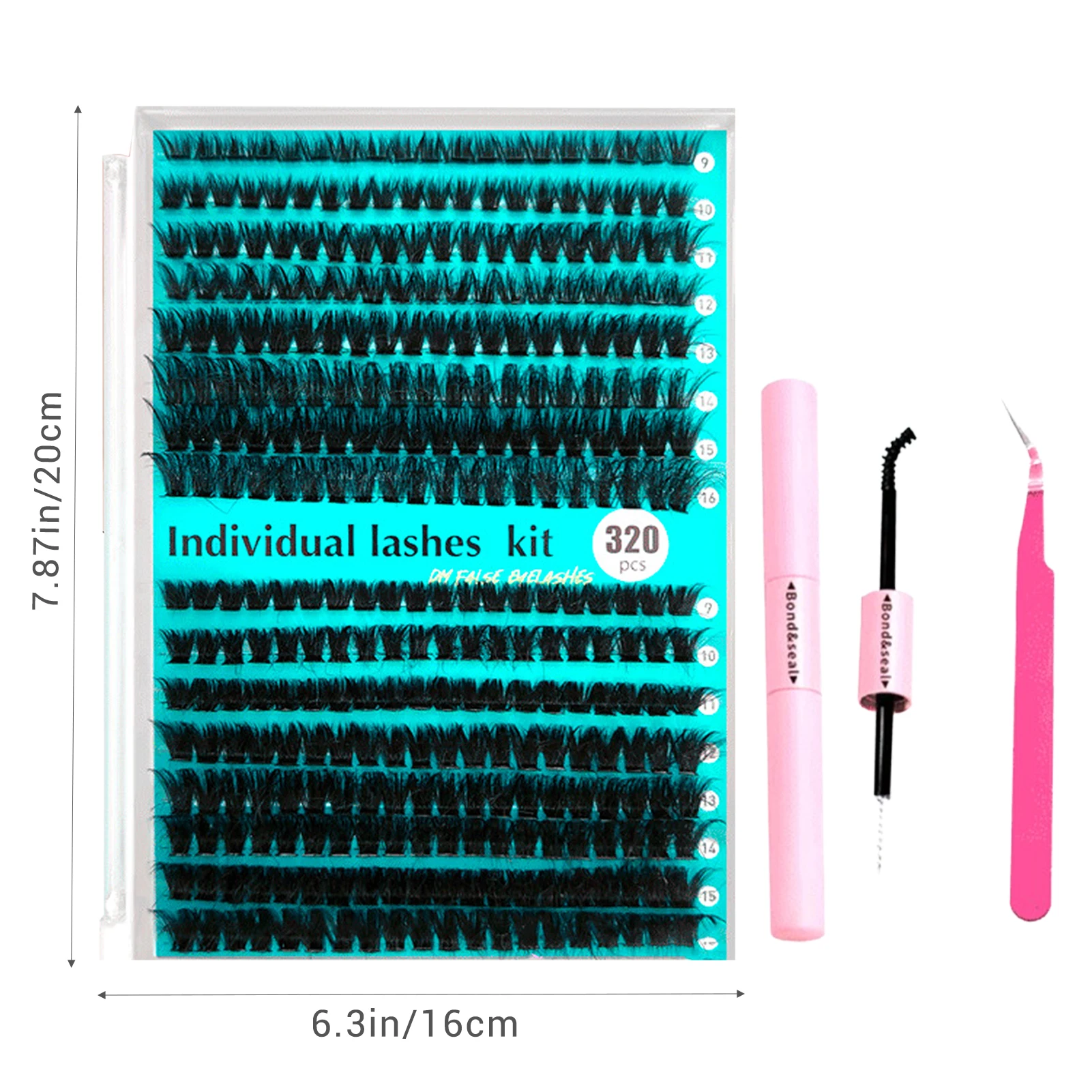 60D 80D False Eyelashes Extension kit 320pcs 9-16mm cluster lashes natural black 3D Eyelash bond and seal kit Cosmetic Supplies