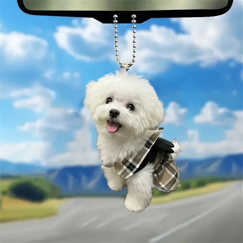 1pc Cute acrylic puppy car decorations are the perfect choice for Christmas trees, couple gifts, home and backpack decorations