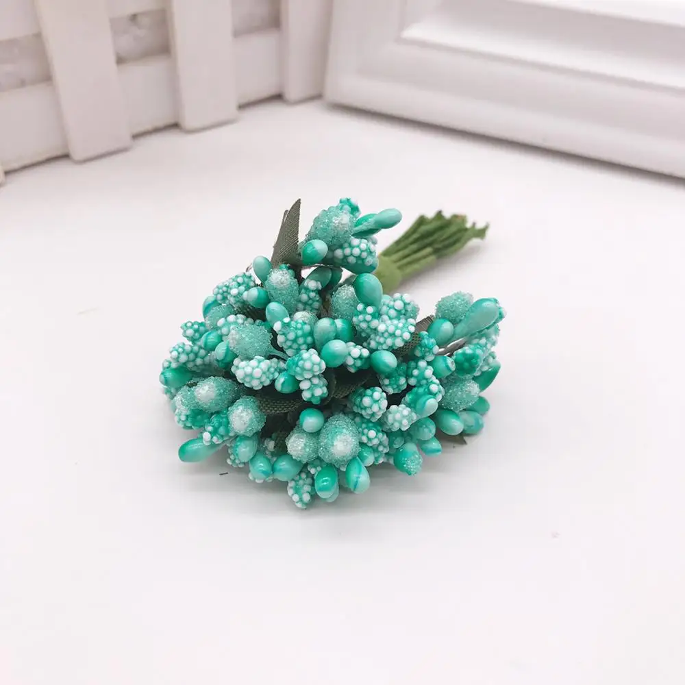 12 pcs Stamen Sugar Handmade Artificial Flowers Cheap Wedding Decoration DIY Wreath Needlework Gift Box Scrapbooking Fake Flower