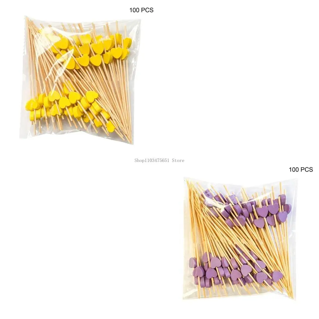 

Disposable Fruit Sticks Cake Sticks Drink Fruit Forks Cocktail Toothpicks Dessert Salad Sticks Heart Shaped